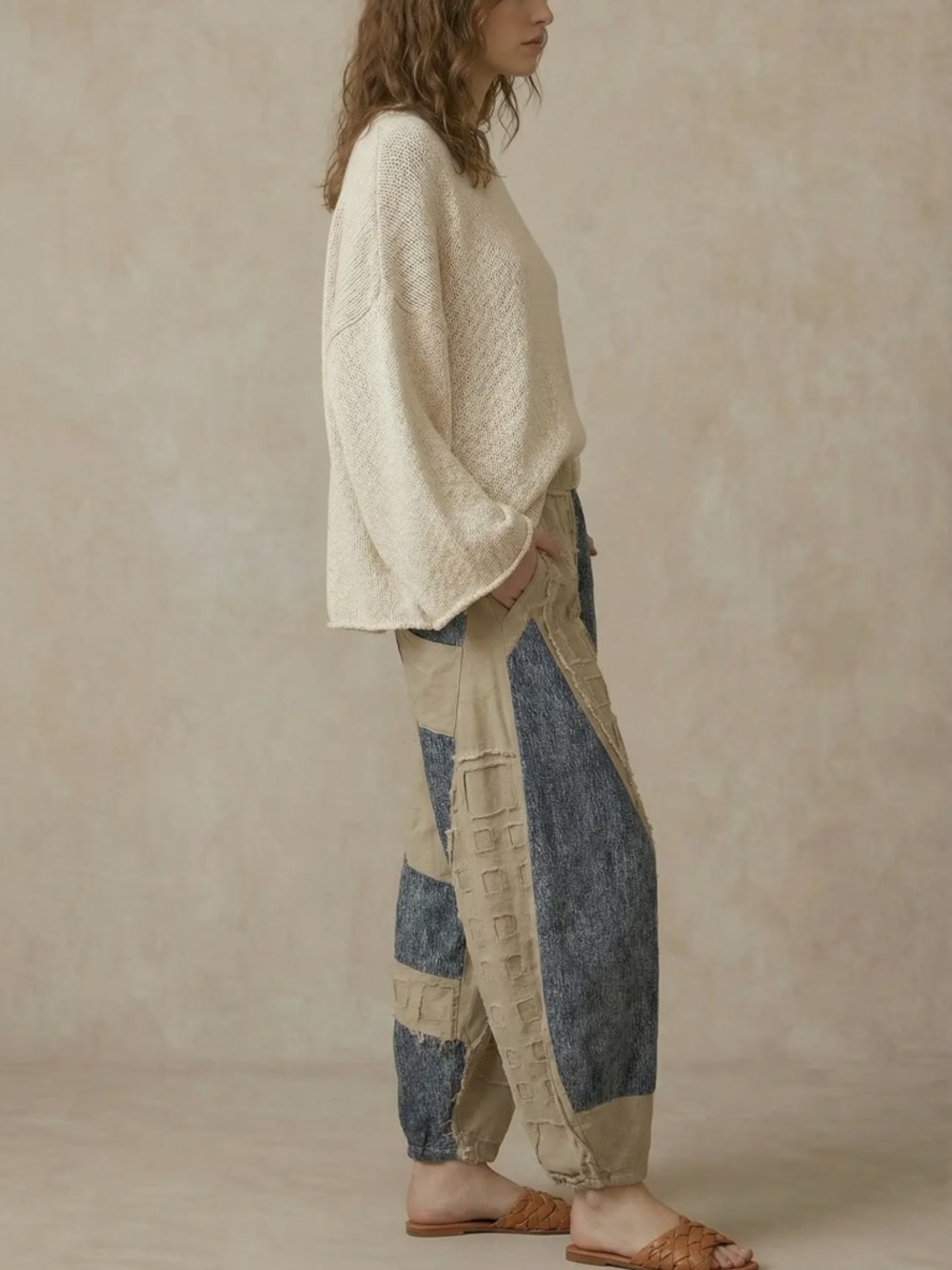 🌟SALE🌟Textured Grid Patch Balloon Pants - Picture 3 of 6